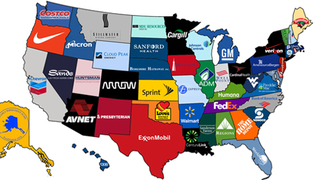 What the biggest companies are from each state in the US